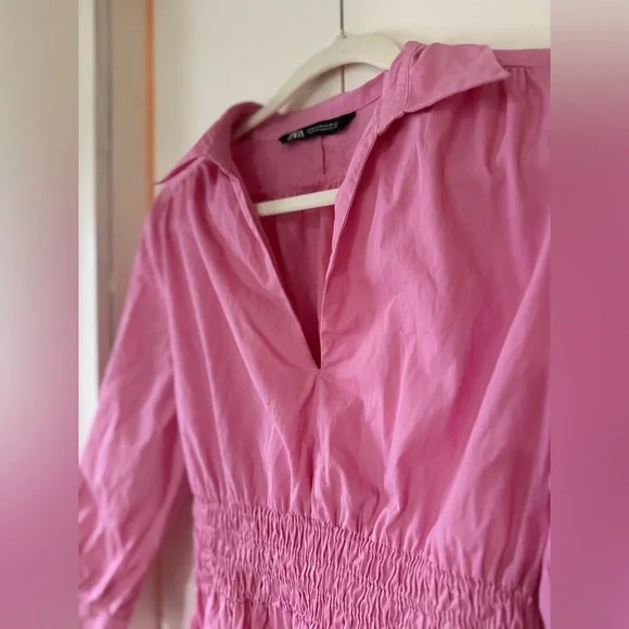 Zara Vibrant Pink Mini Dress 💖 Size M 100% cotton - Picture 5 of 7